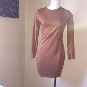 Long-sleeve suede dress